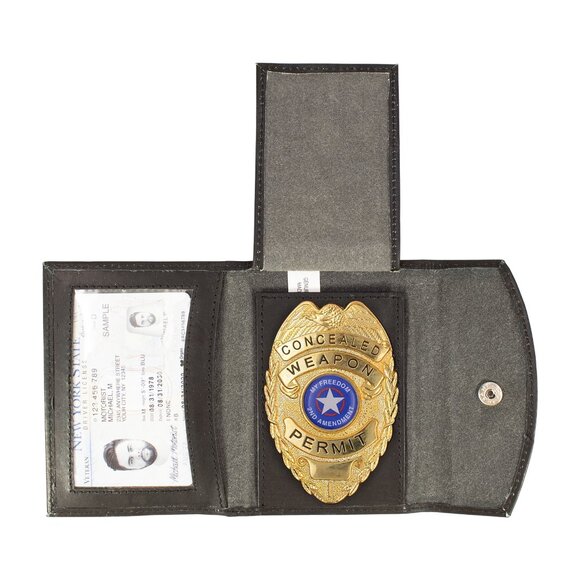 Leather ID Badge Holder, Bifold Badge Wallet for Police & Law Enforcement - Picture 6 of 7